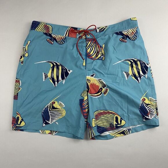 Nautica Blue Angel Fish Swim Trunks Back Pocket Mesh Lined Sz XXL 2XL Ocean - Picture 2 of 7